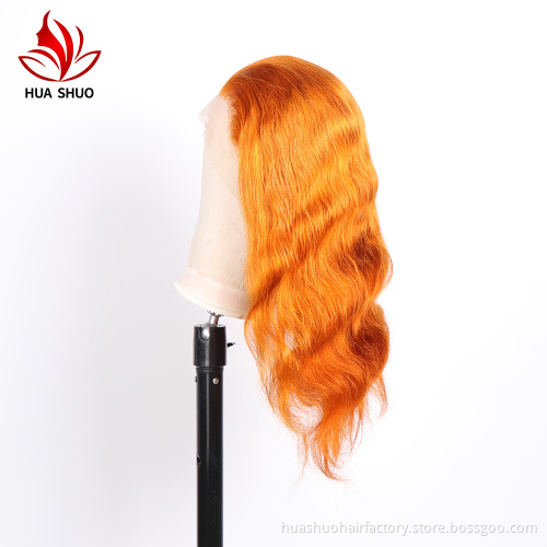 Can Be Customized  Ombre Orange Color Lace Frontal Wig,Fancy Body Wave Ginger Color Wig